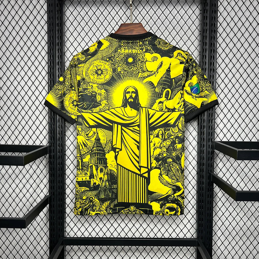 tenue-foot-bresil-jaune-design-concept-pour-supporter voetbaltenue Brazilië geel design concept voor supporters