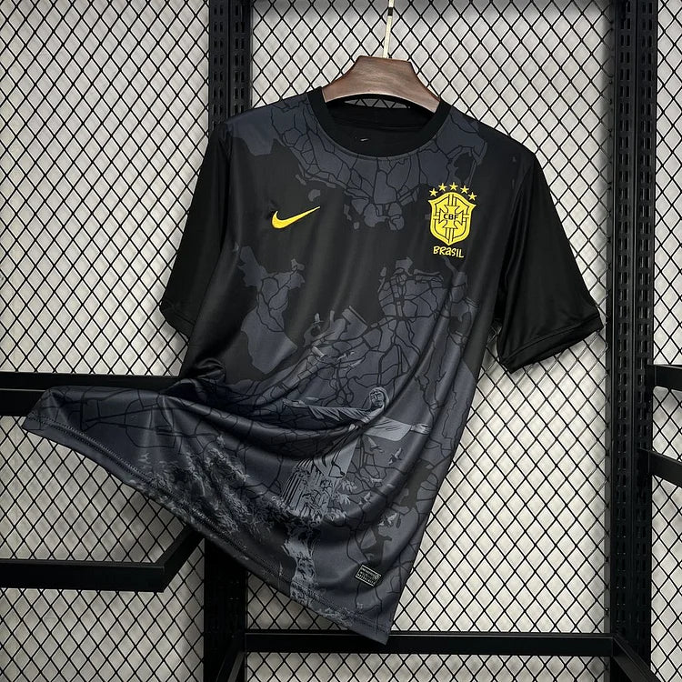 voetbalshirt inspiratie Brazilië concept zwarte kleur