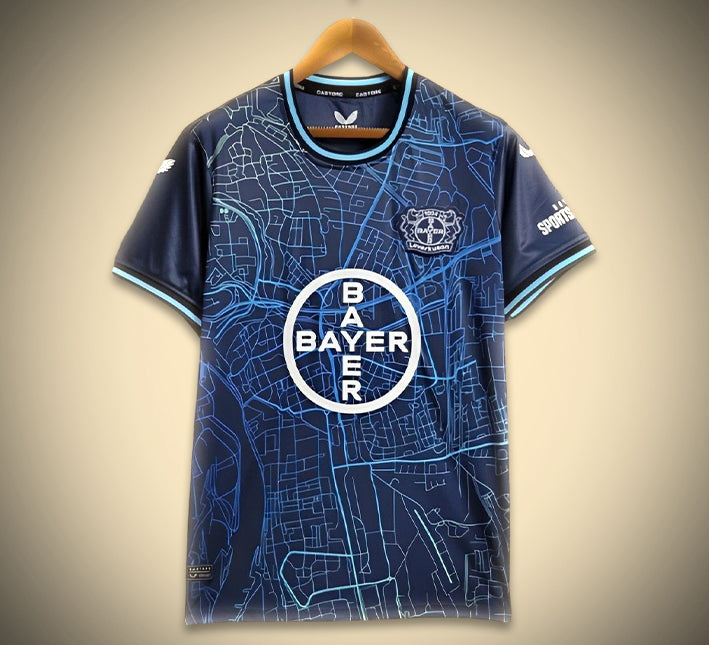 maillot-de-football-bayern-04-leverkusen-bleu-design-concept-collection-2425 Voetbalshirt Bayern 04 Leverkusen blauw conceptdesign collectie 2425
