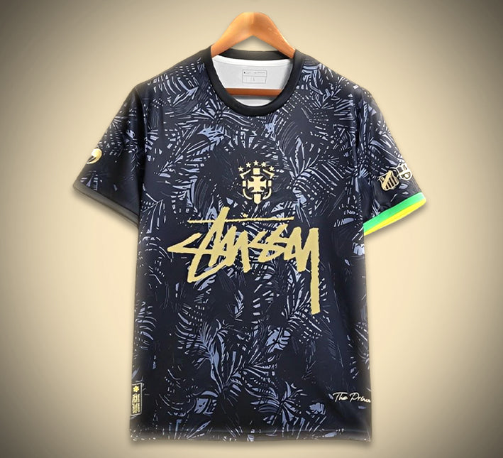 Voetbalshirt Brazilië concept Stussy-editie seizoen 2024 2025 streetwear-stijl