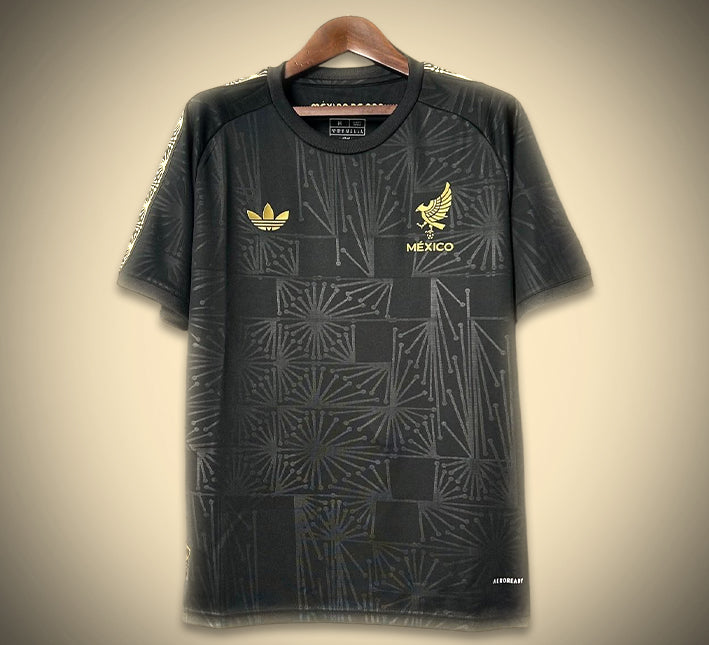 Mexico voetbalshirt zwart en goud exclusief concept design