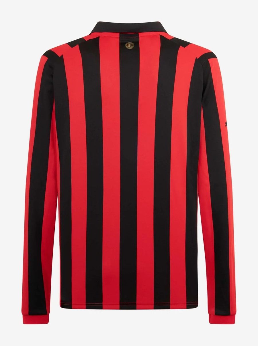 maillot-de-football-ac-milan-edition-anniversaire-domicile-rouge-et-noir AC Milan voetbalshirt jubileumeditie thuisshirt rood en zwart
