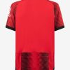 maillot-domicile-ac-milan-saison-2023-2024-rayures-rouges-et-noires Thuisshirt AC Milan seizoen 2023 2024 rode en zwarte strepen