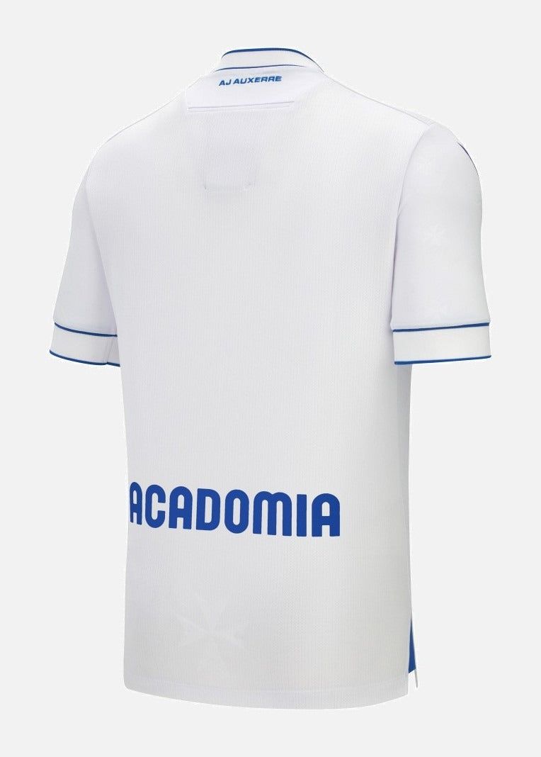 thuisshirt AJ Auxerre seizoen tweeduizend vijfentwintig tweeduizend zesentwintig blauw en wit officiële tenue
