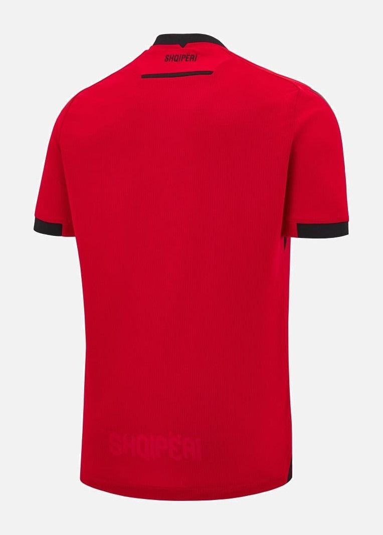 maillot-domicile-albanie-2025-rouge-et-noir-avec-ecusson-de-la-selection maillot domicile Albanie 2025 rouge et noir avec écusson de la sélection