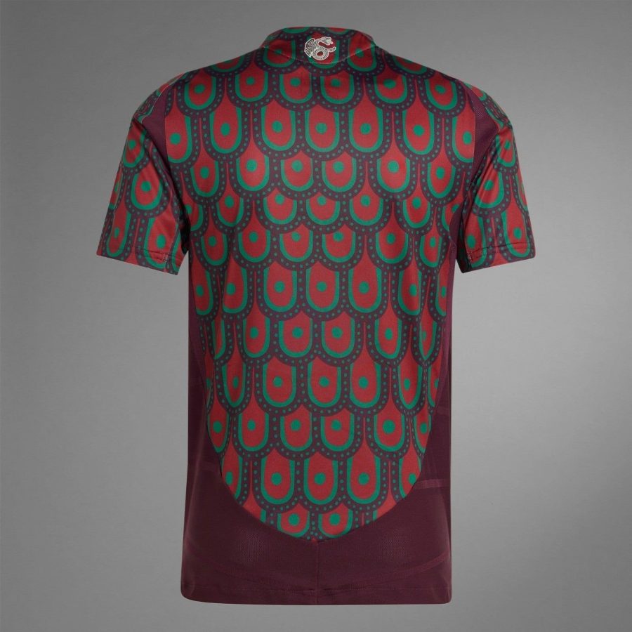 maillot-domicile-mexique-football-saison-2024-vert-et-rouge-officiel Thuisshirt Mexico voetbal seizoen 2024 groen en rood officieel