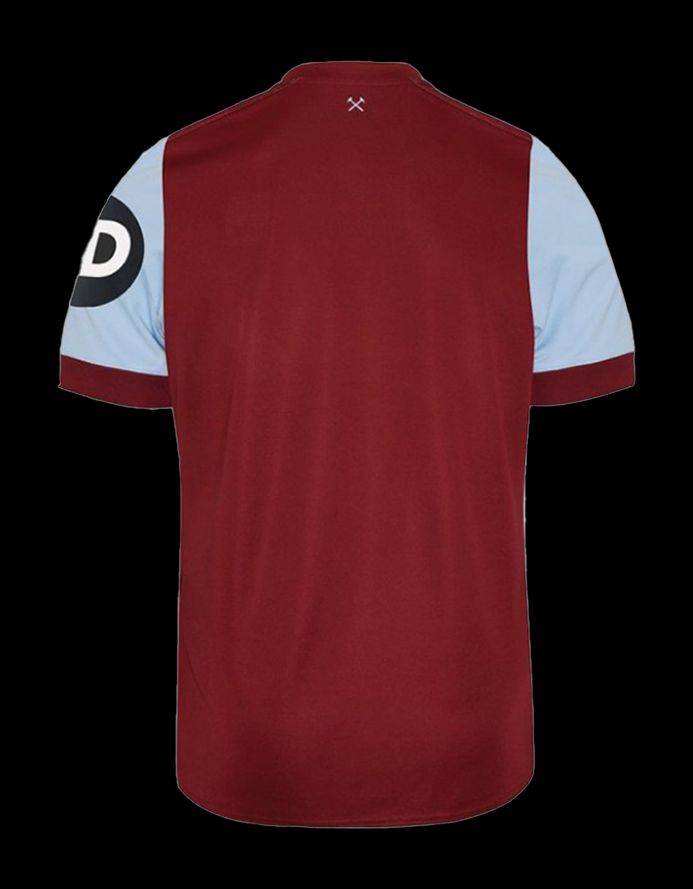 thuisshirt West Ham United FC seizoen 2023 2024 officiële tenue bordeaux en hemelsblauw