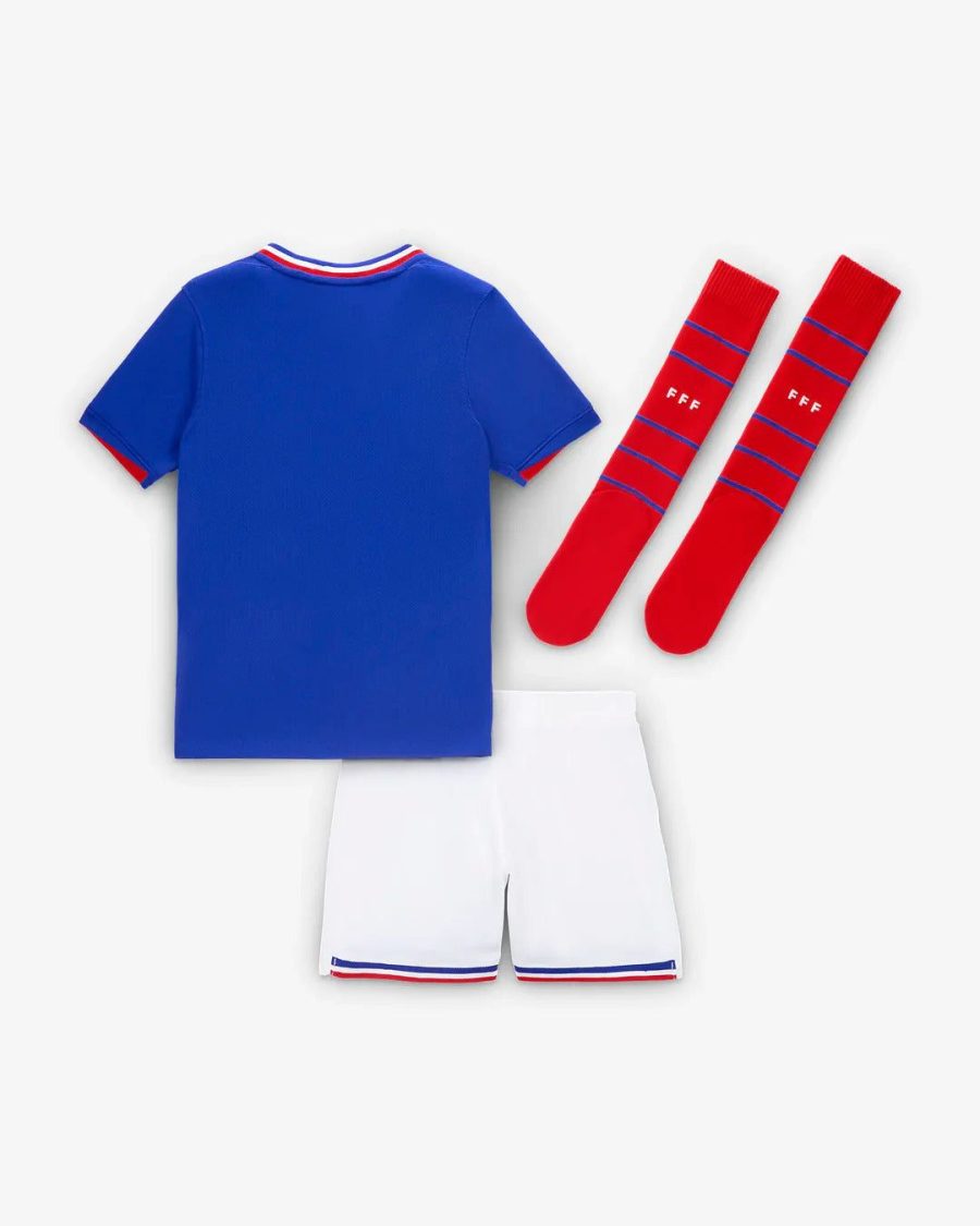 kinderen shirt Frans elftal thuis seizoen tweeduizend vierentwintig officiële tenue