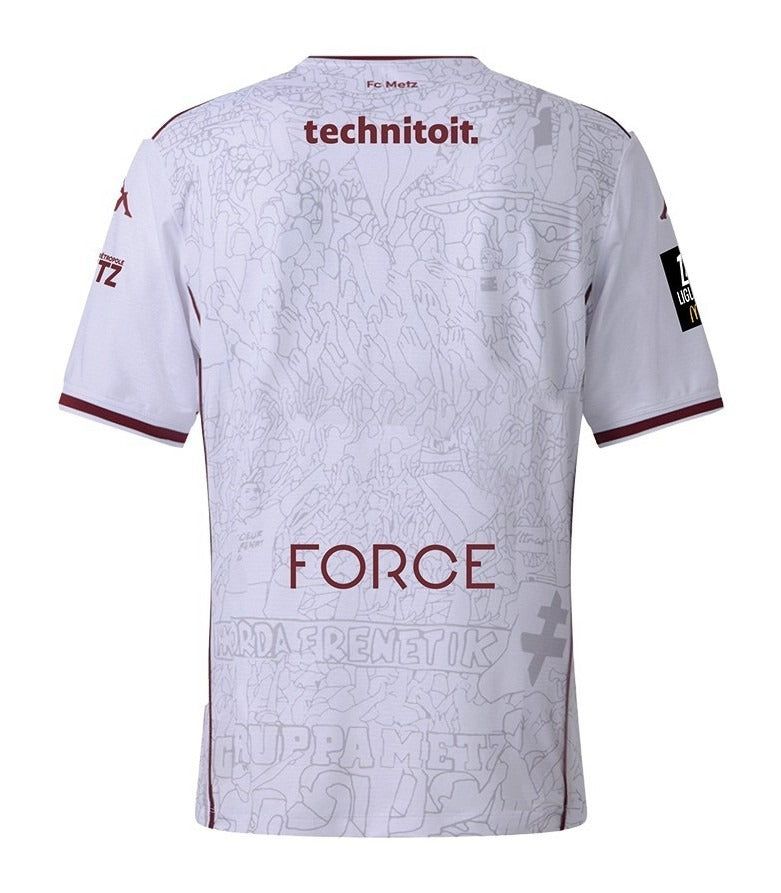 maillot-exterieur-fc-metz-saison-2025-2026-tenue-officielle-supporter-grenat Uitshirt FC Metz seizoen 2025 2026 officiële supportertenue granaatrood